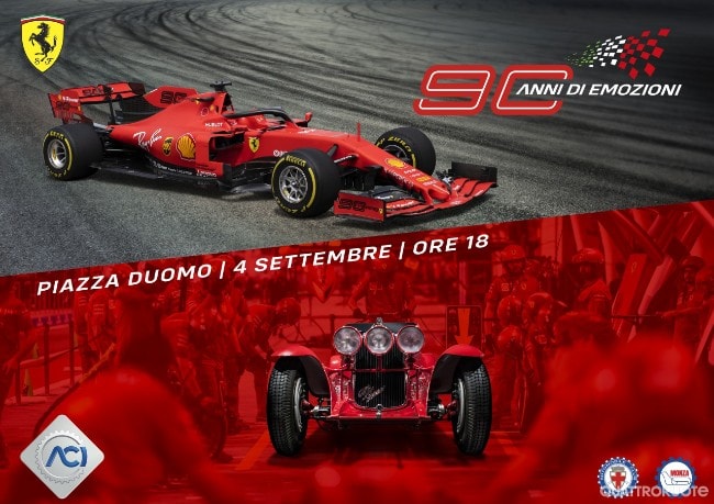 Milano, piazza Duomo si colora di rosso per la festa dei 90 anni della&nbsp;Ferrari